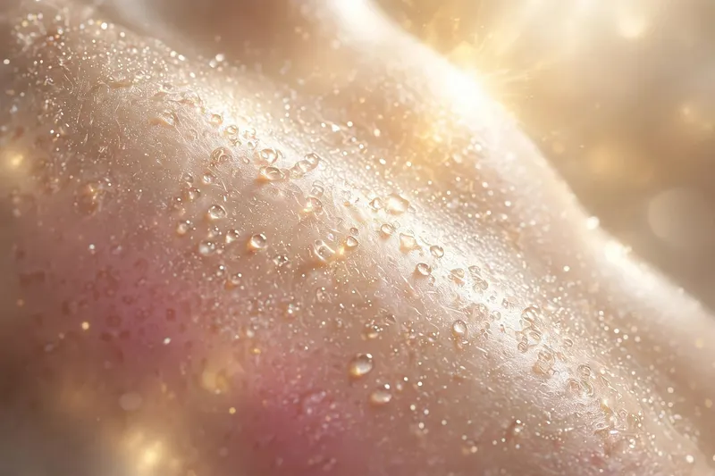 Close-up of radiant healthy skin with a soft golden glow